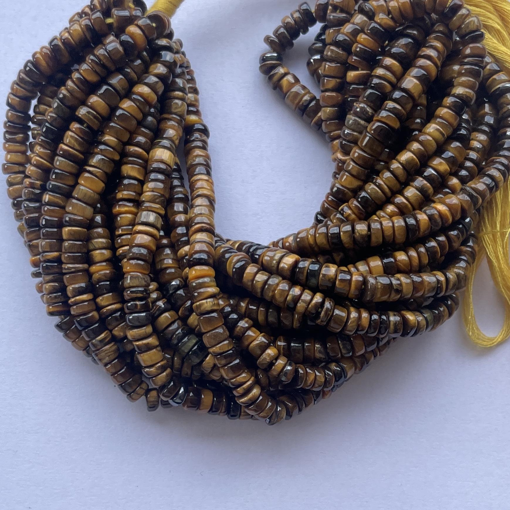 5mm Natural Tiger Eye Stone Smooth Heishi Beads