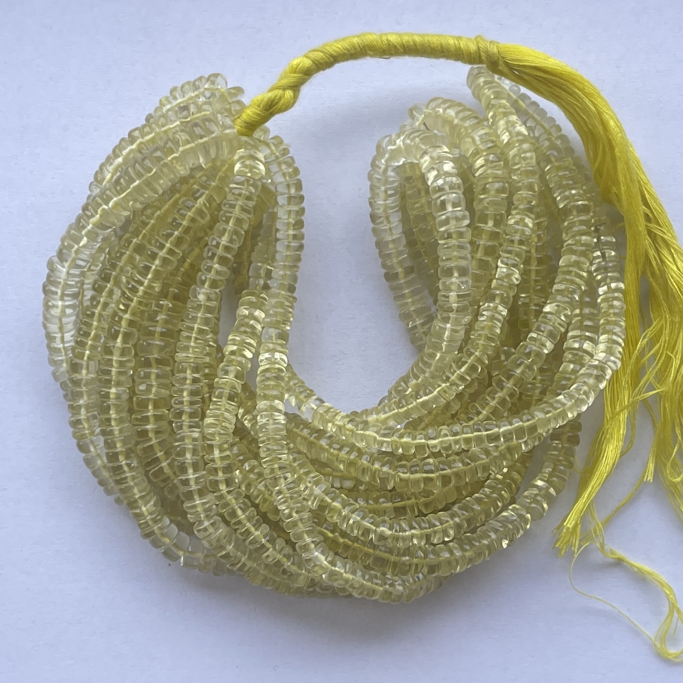 5mm Natural Lemon Quartz Stone Smooth Heishi Beads