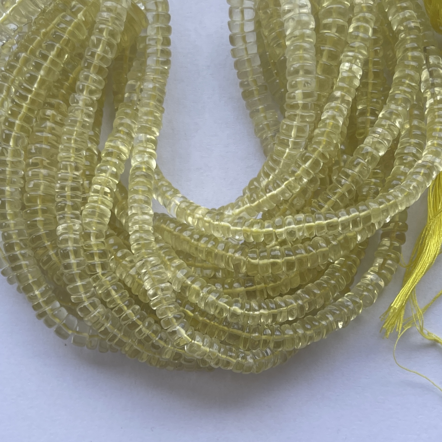 5mm Natural Lemon Quartz Stone Smooth Heishi Beads