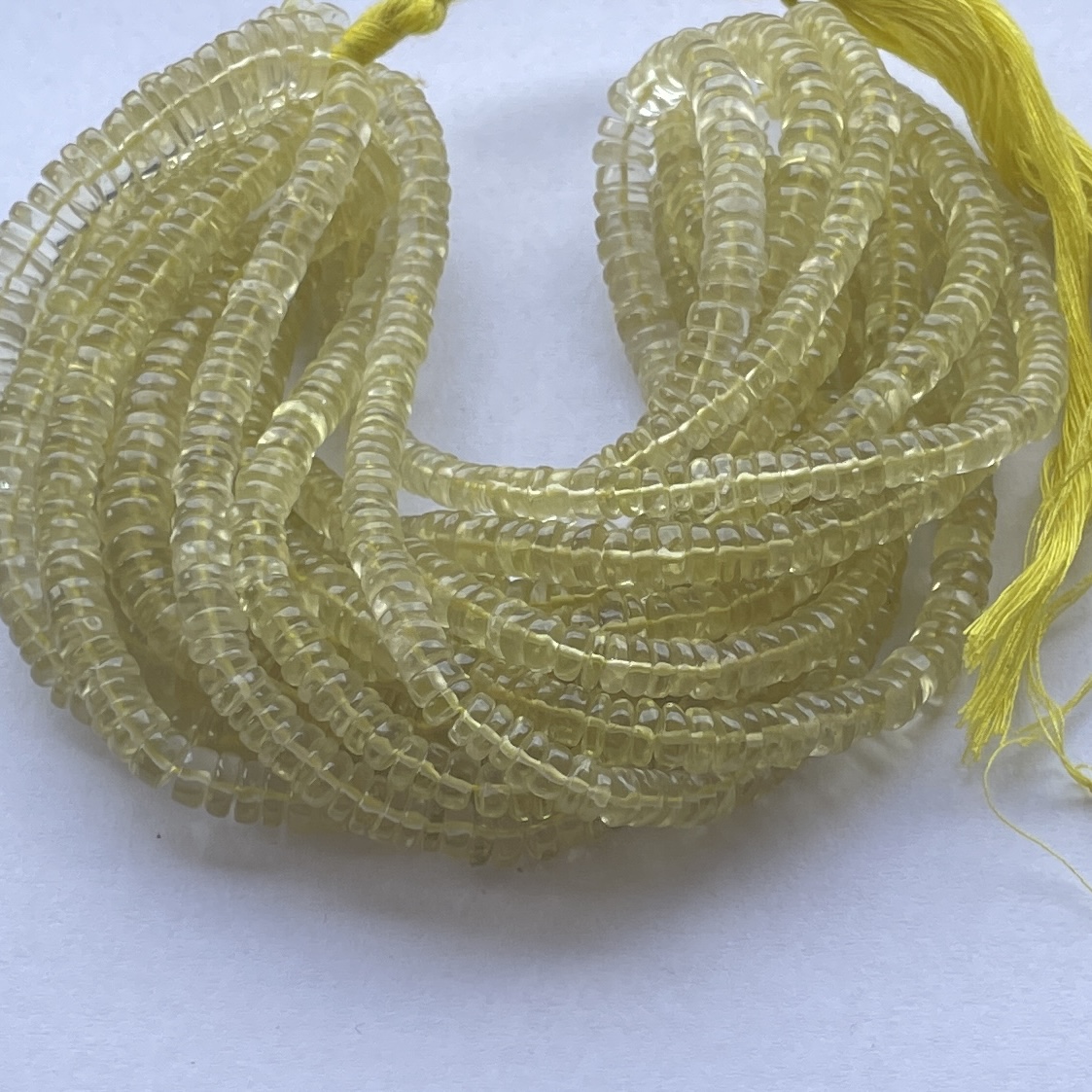 5mm Natural Lemon Quartz Stone Smooth Heishi Beads