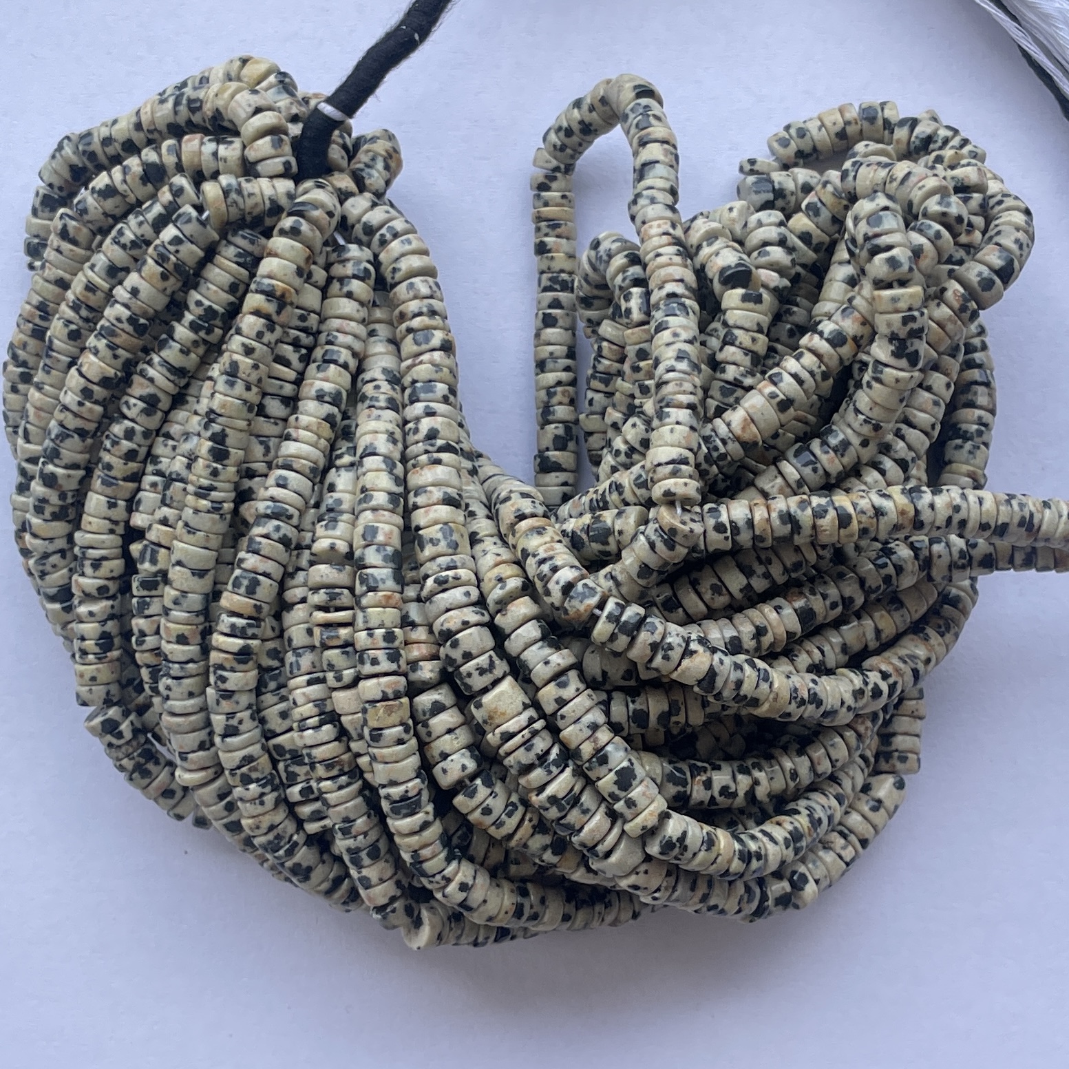 5mm Natural Dalmation Jasper Stone Smooth Heishi Beads