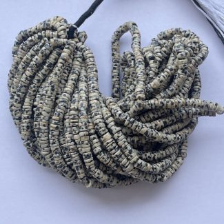 5mm Natural Dalmation Jasper Stone Smooth Heishi Beads