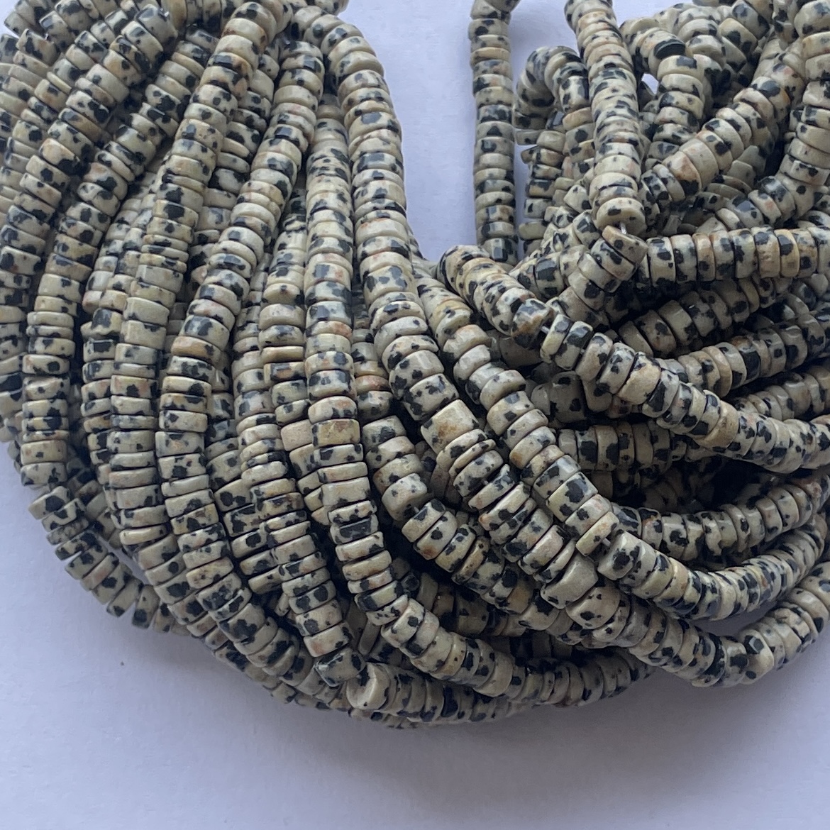 5mm Natural Dalmation Jasper Stone Smooth Heishi Beads