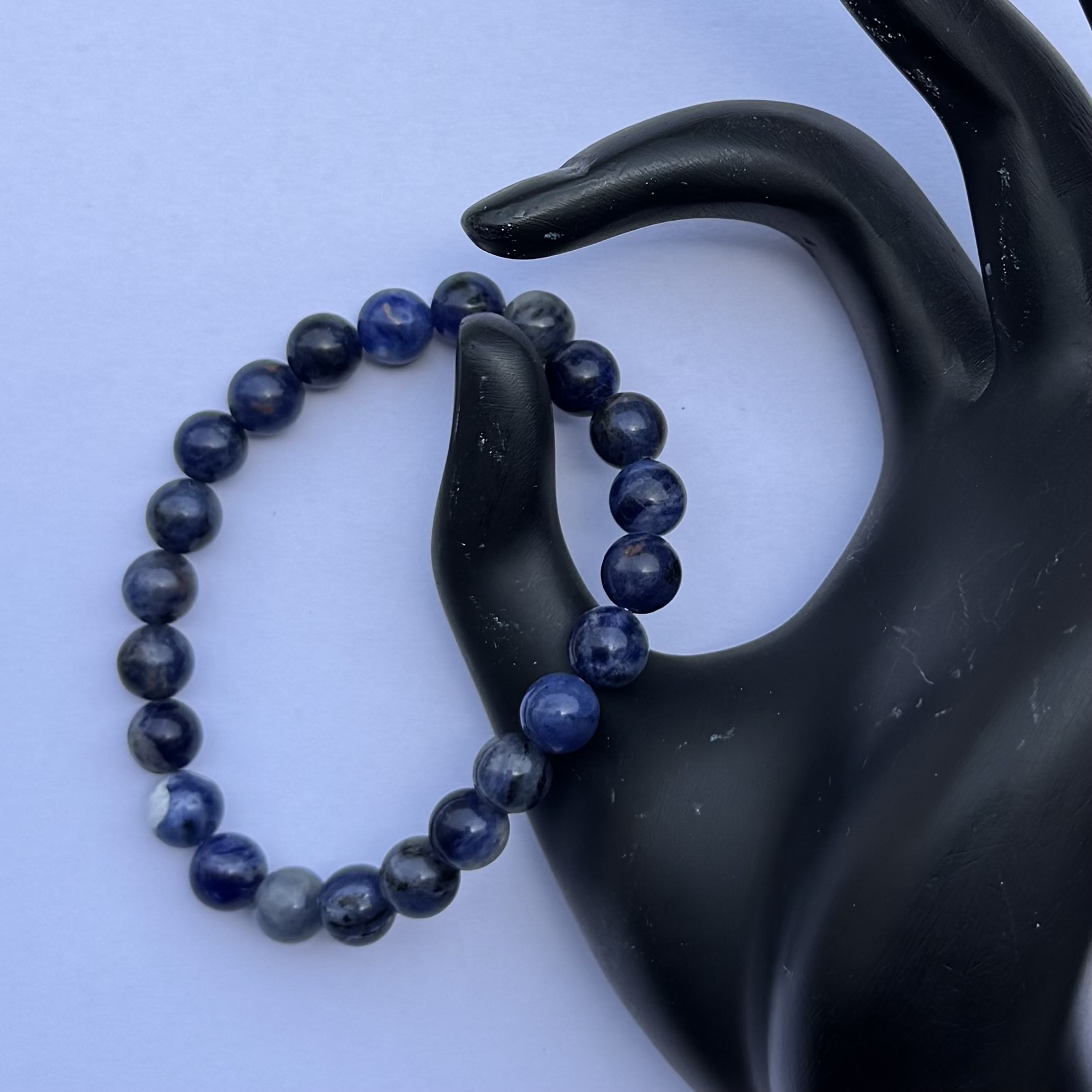 8mm Natural Sodalite Smooth Round Beads Bracelet