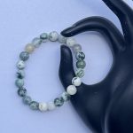 8mm Natural Moss Tree Agate Smooth Round Beads Bracelet