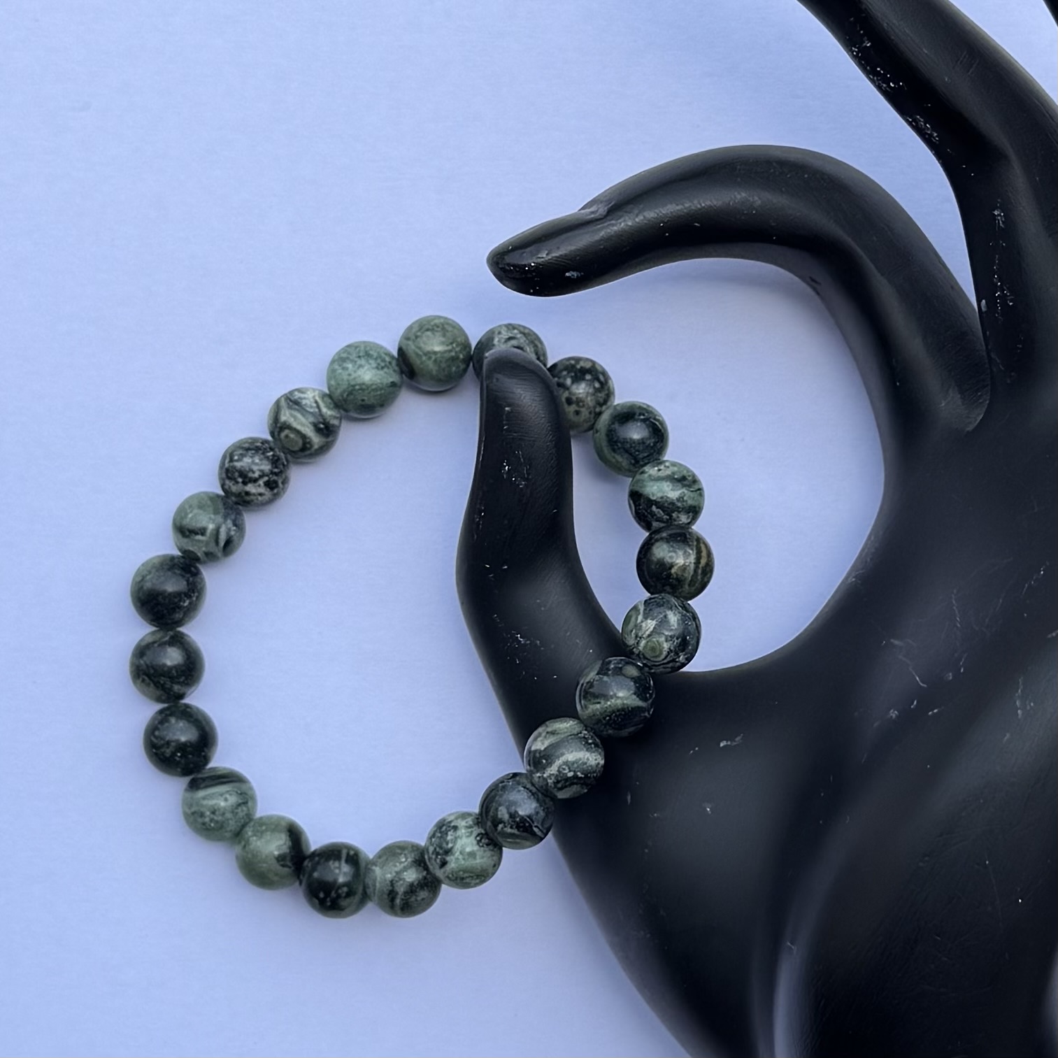 8mm Natural Kambaba Jasper Smooth Round Beads Bracelet