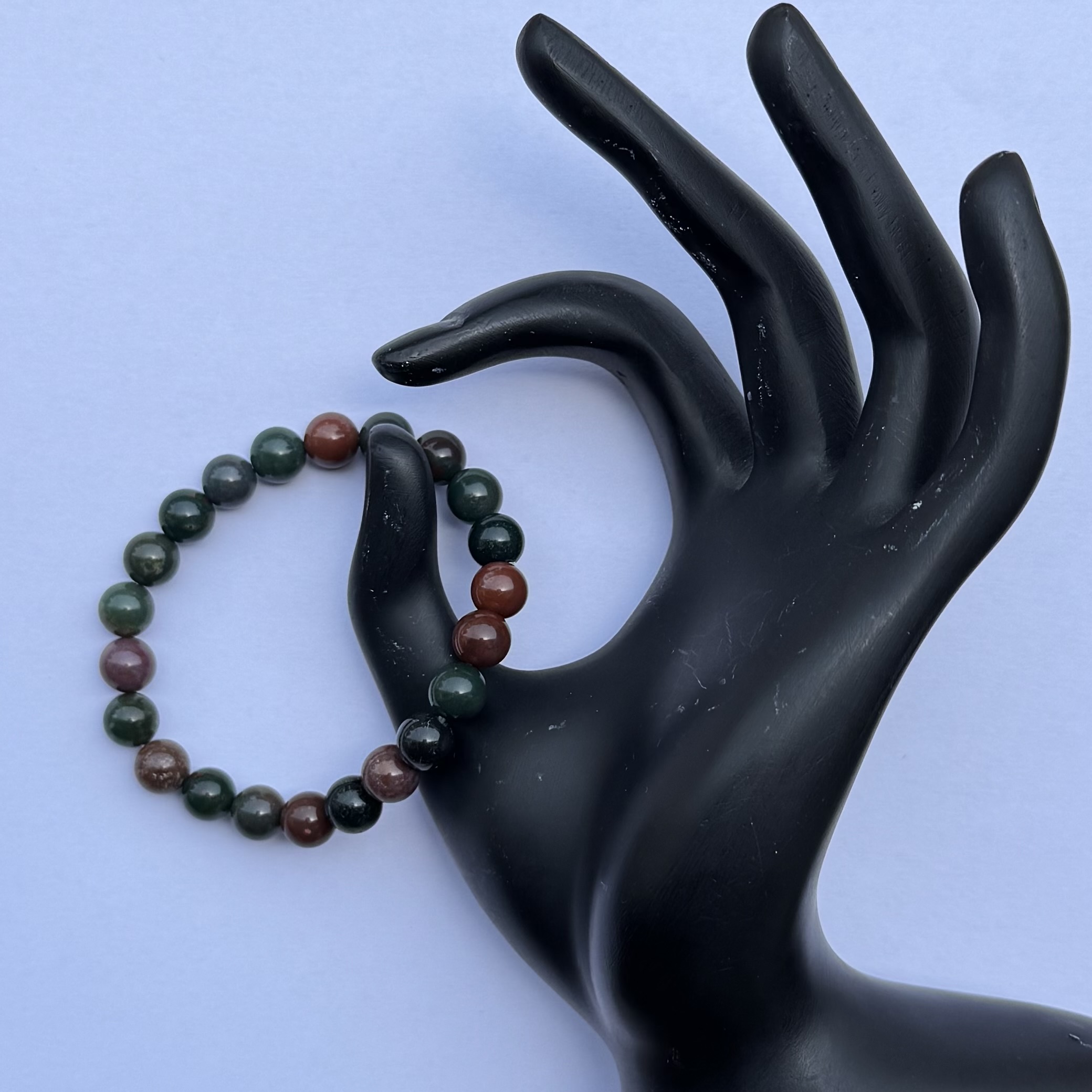 8mm Natural Indian Blood Stone Smooth Round Beads Bracelet