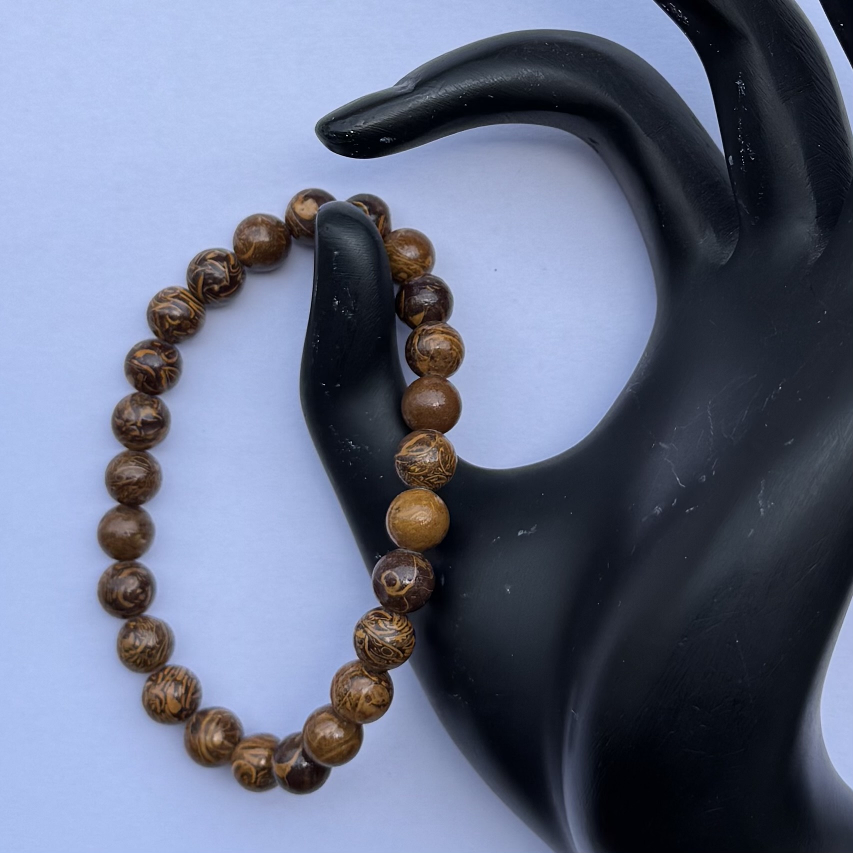 8mm Natural Mariam Jasper Smooth Round Beads Bracelet