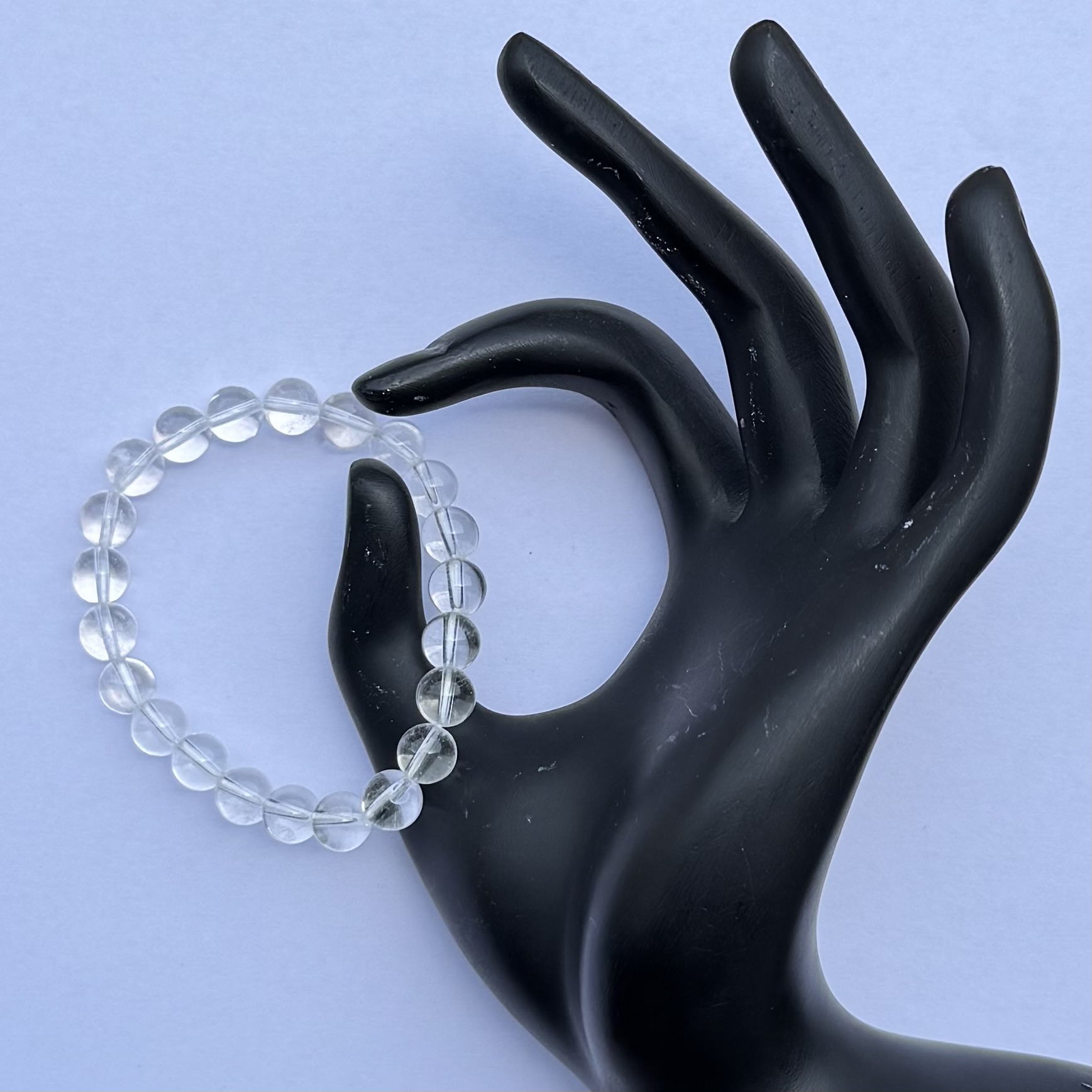 8mm Natural Crystal Quartz Smooth Round Beads Bracelet