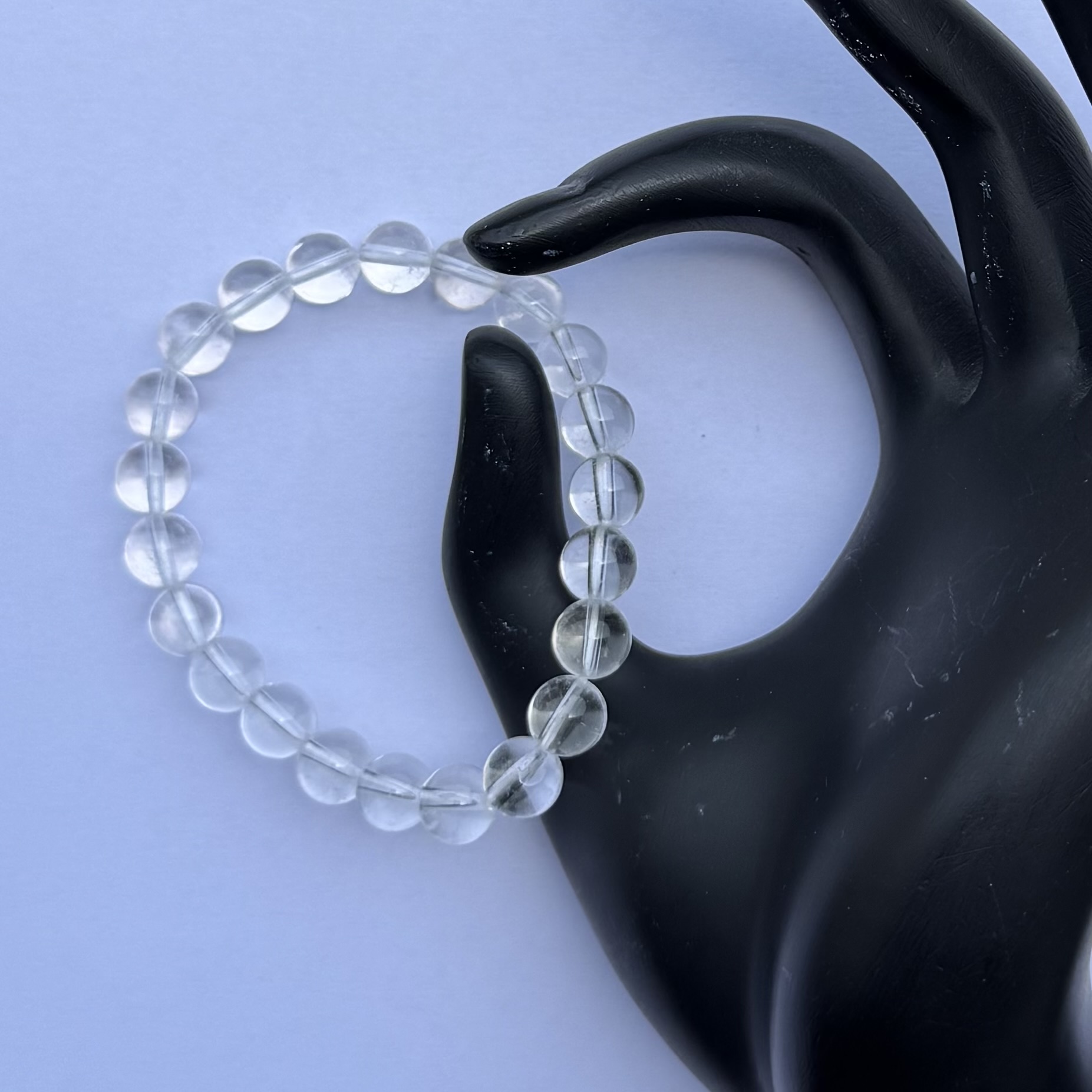 8mm Natural Crystal Quartz Smooth Round Beads Bracelet