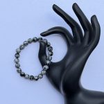8mm Natural Snowflake Obsidian Smooth Round Beads Bracelet