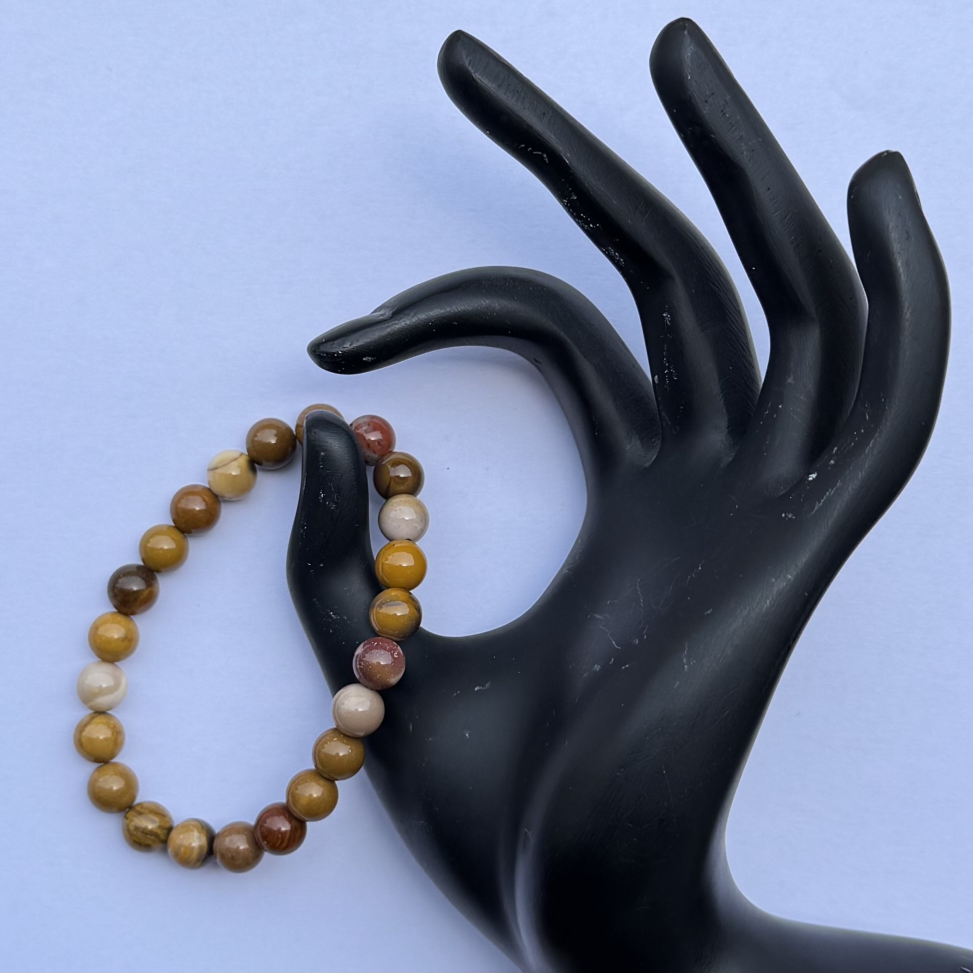 8mm Natural Mookaite Jasper Smooth Round Beads Bracelet