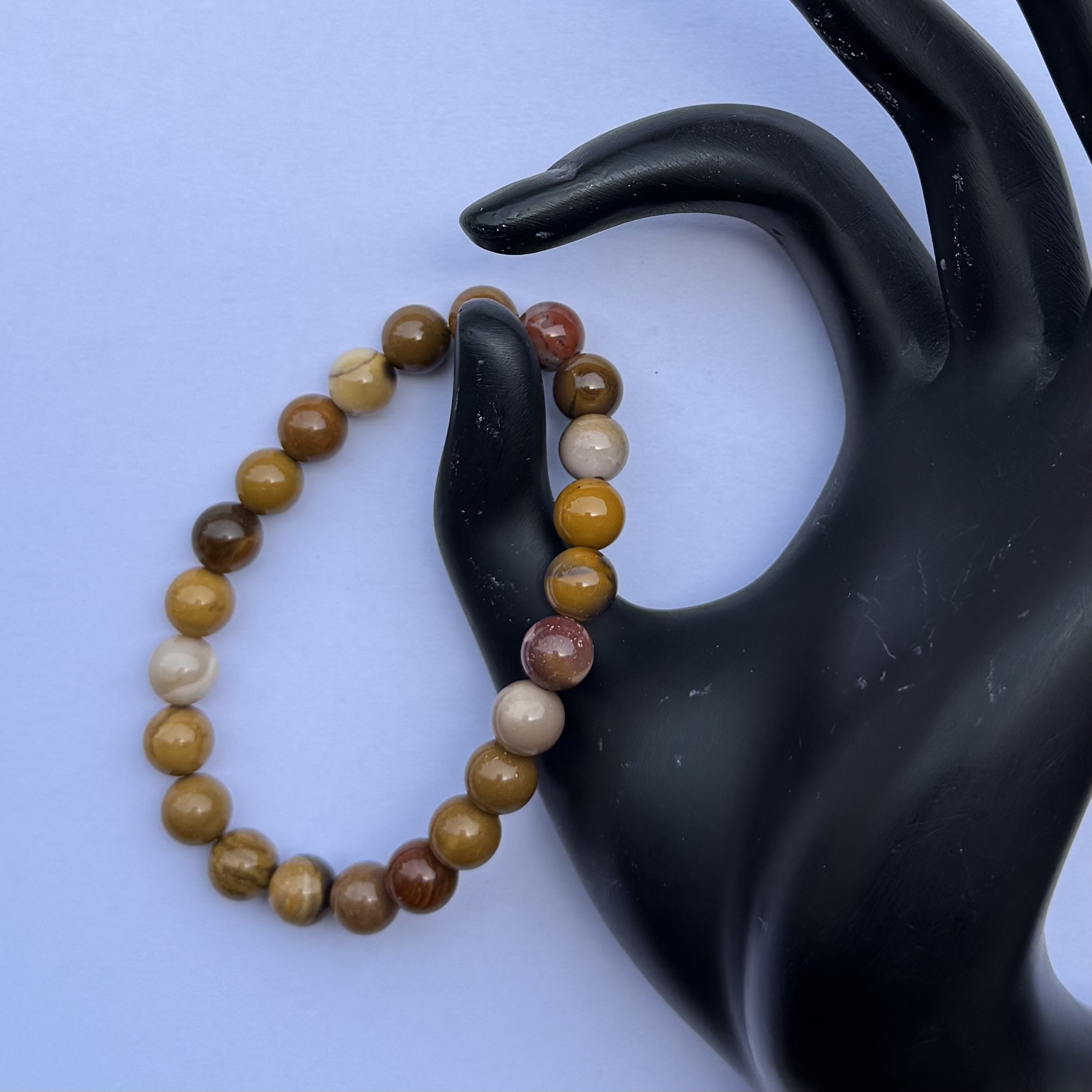 8mm Natural Mookaite Jasper Smooth Round Beads Bracelet