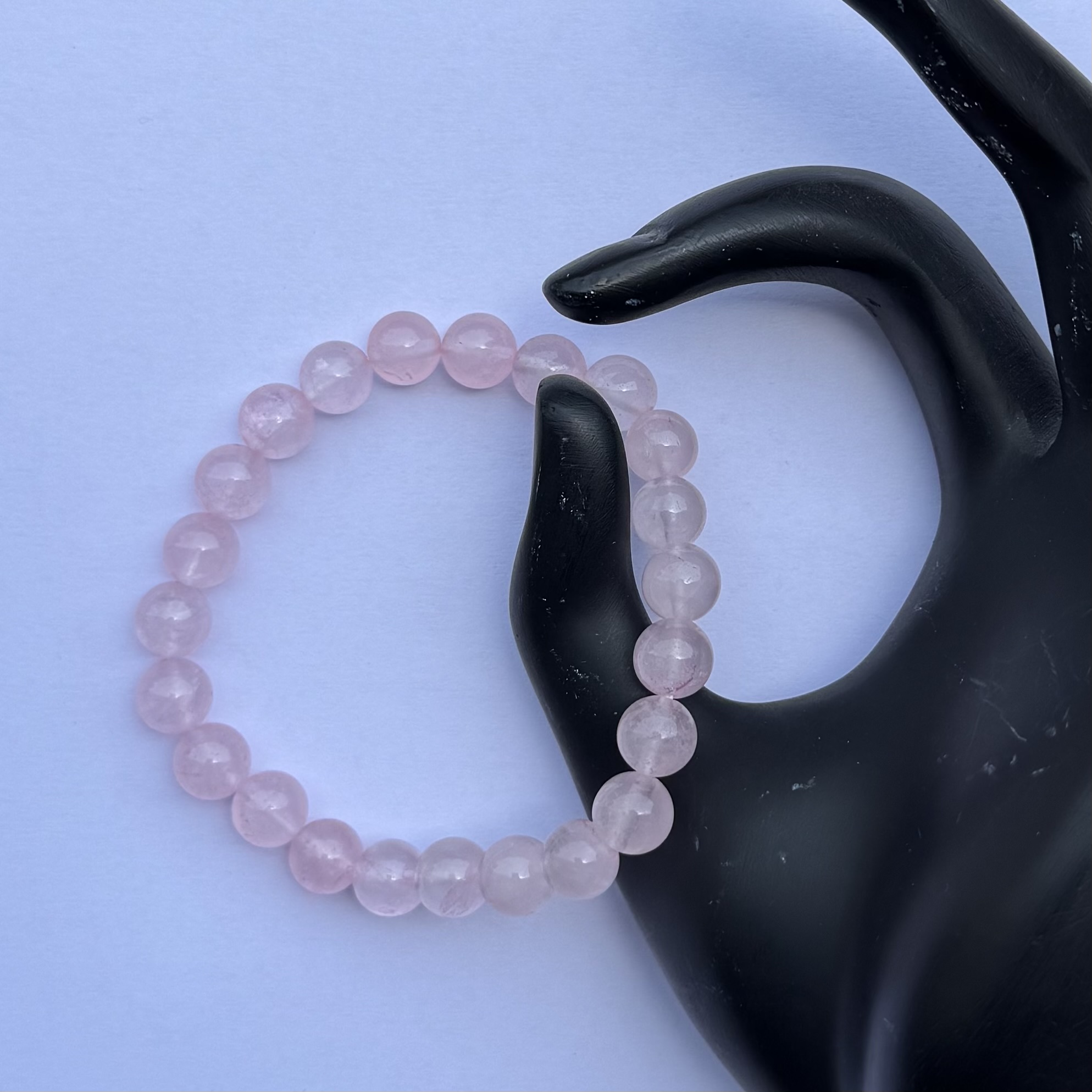 8mm Natural Rose Quartz Smooth Round Beads Bracelet