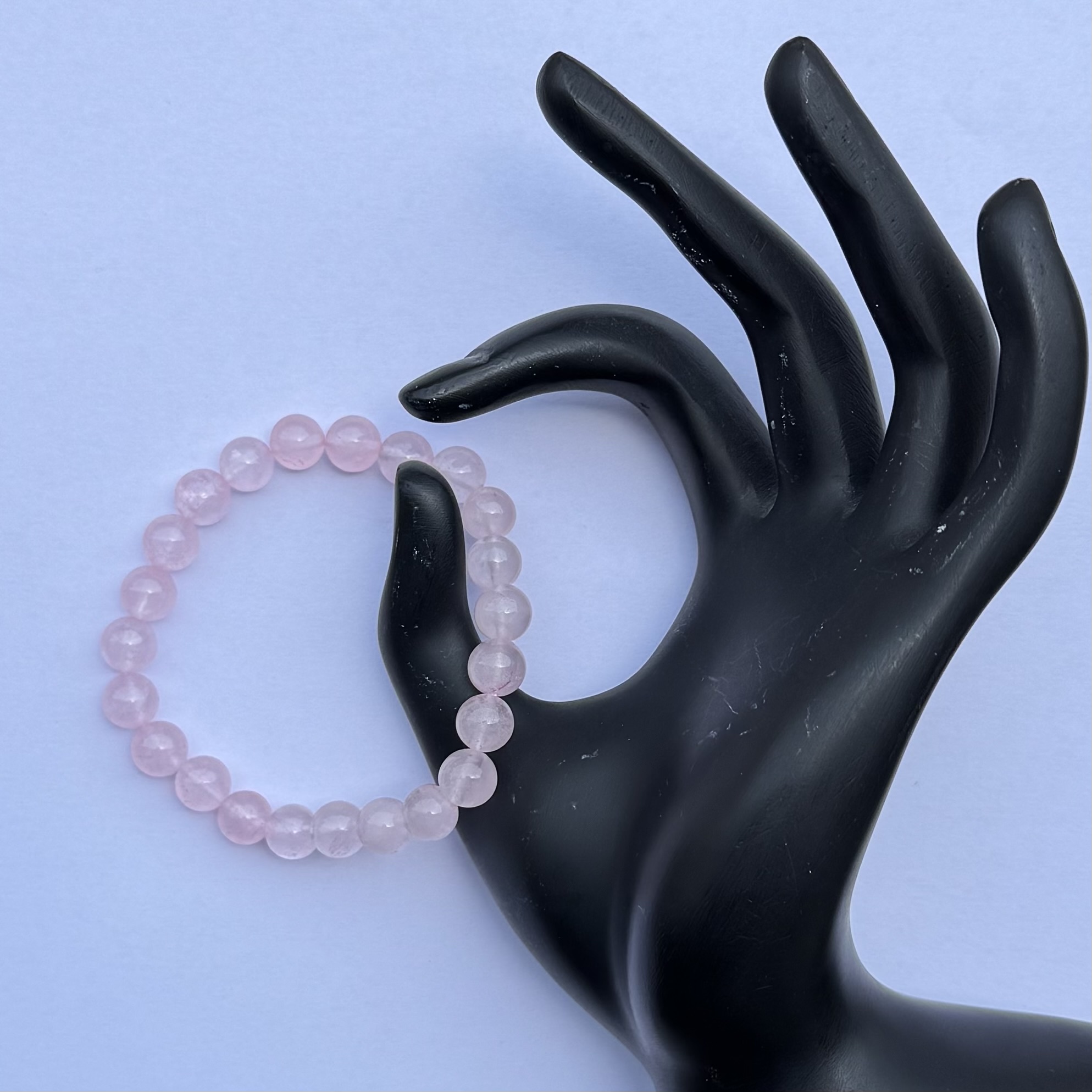 8mm Natural Rose Quartz Smooth Round Beads Bracelet