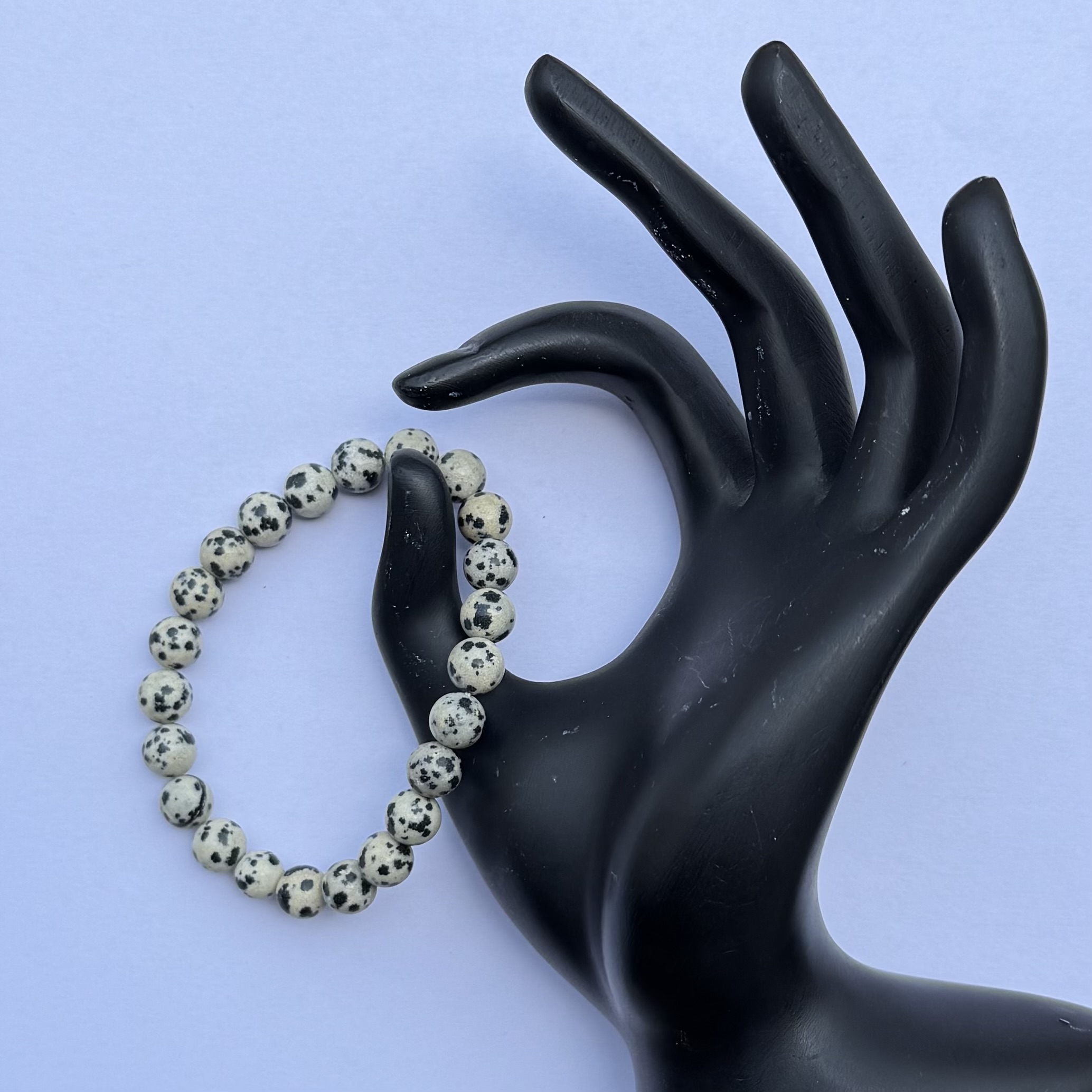 8mm Natural Dalmatian Jasper Smooth Round Beads Bracelet8mm Natural Dalmatian Jasper Smooth Round Beads Bracelet