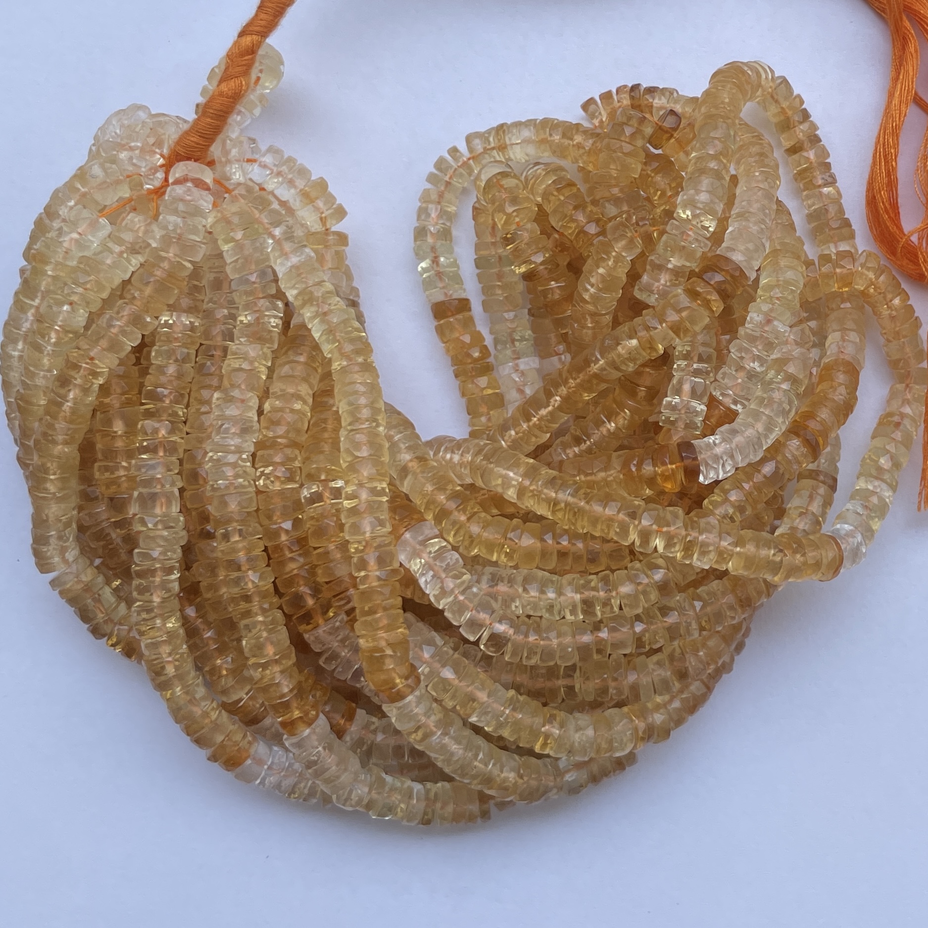 5mm 6mm Natural Citrine Ombre Faceted Heishi Beads
