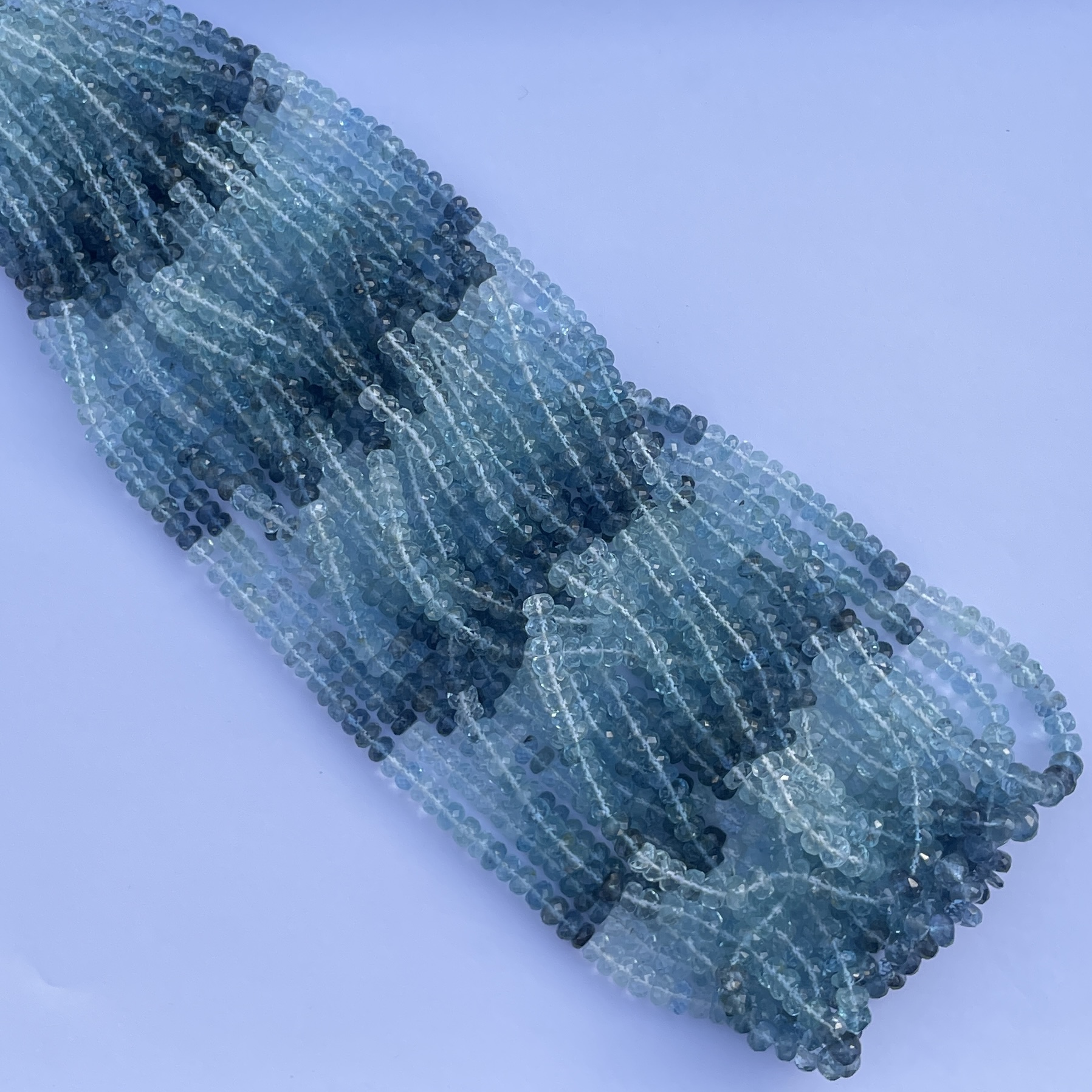 5mm Natural Santa Maria Aquamarine Faceted Rondelle Beads