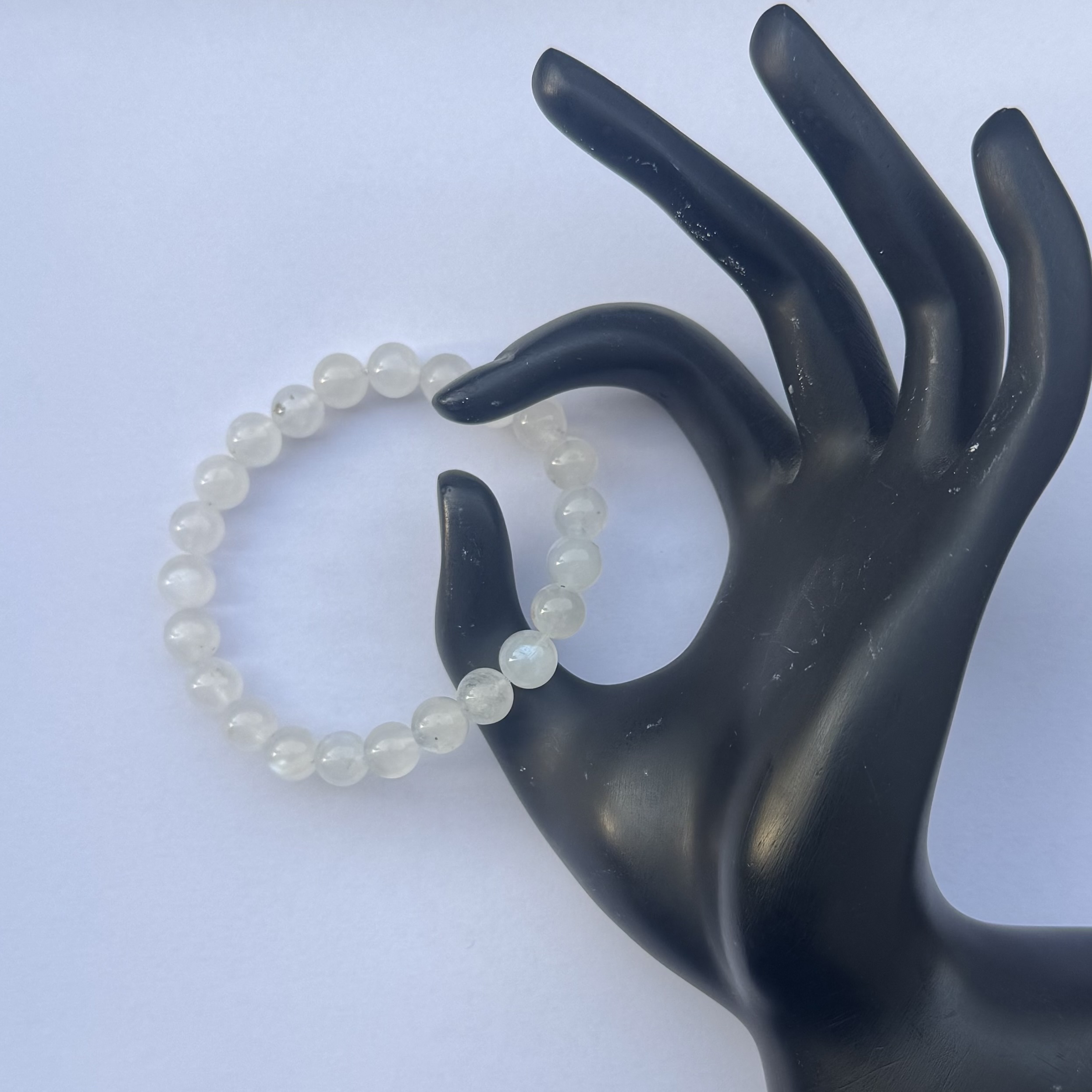 8mm Natural Rainbow Moonstone Smooth Round Beads Bracelet