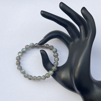 8mm Natural Labradorite Smooth Round Beads Bracelet