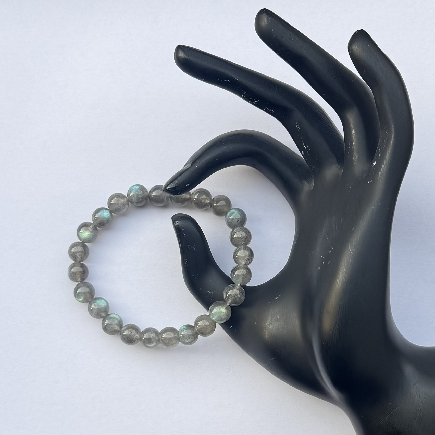 8mm Natural Labradorite Smooth Round Beads Bracelet