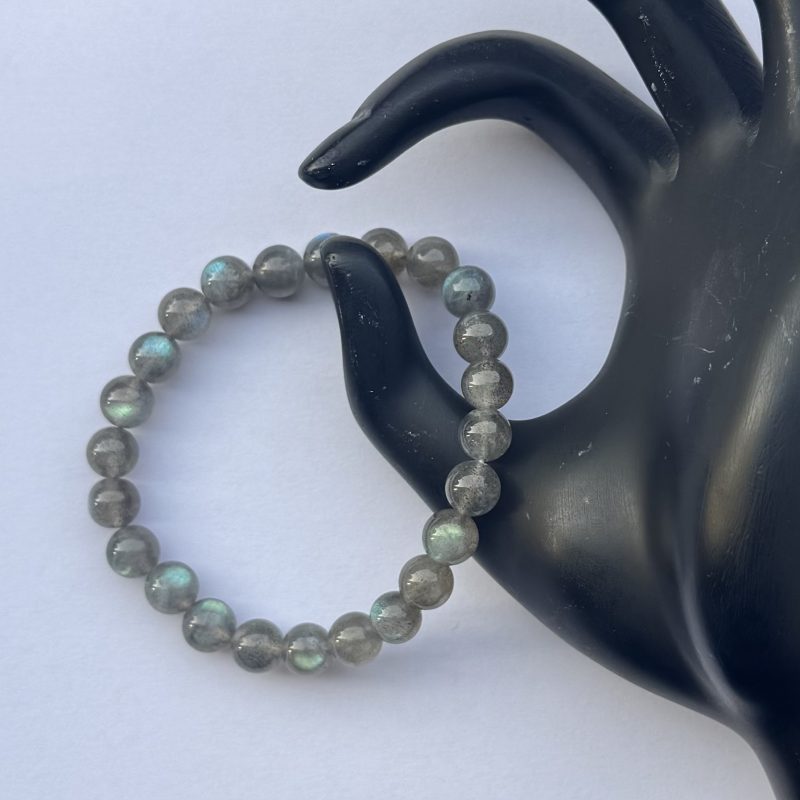 8mm Natural Labradorite Smooth Round Beads Bracelet
