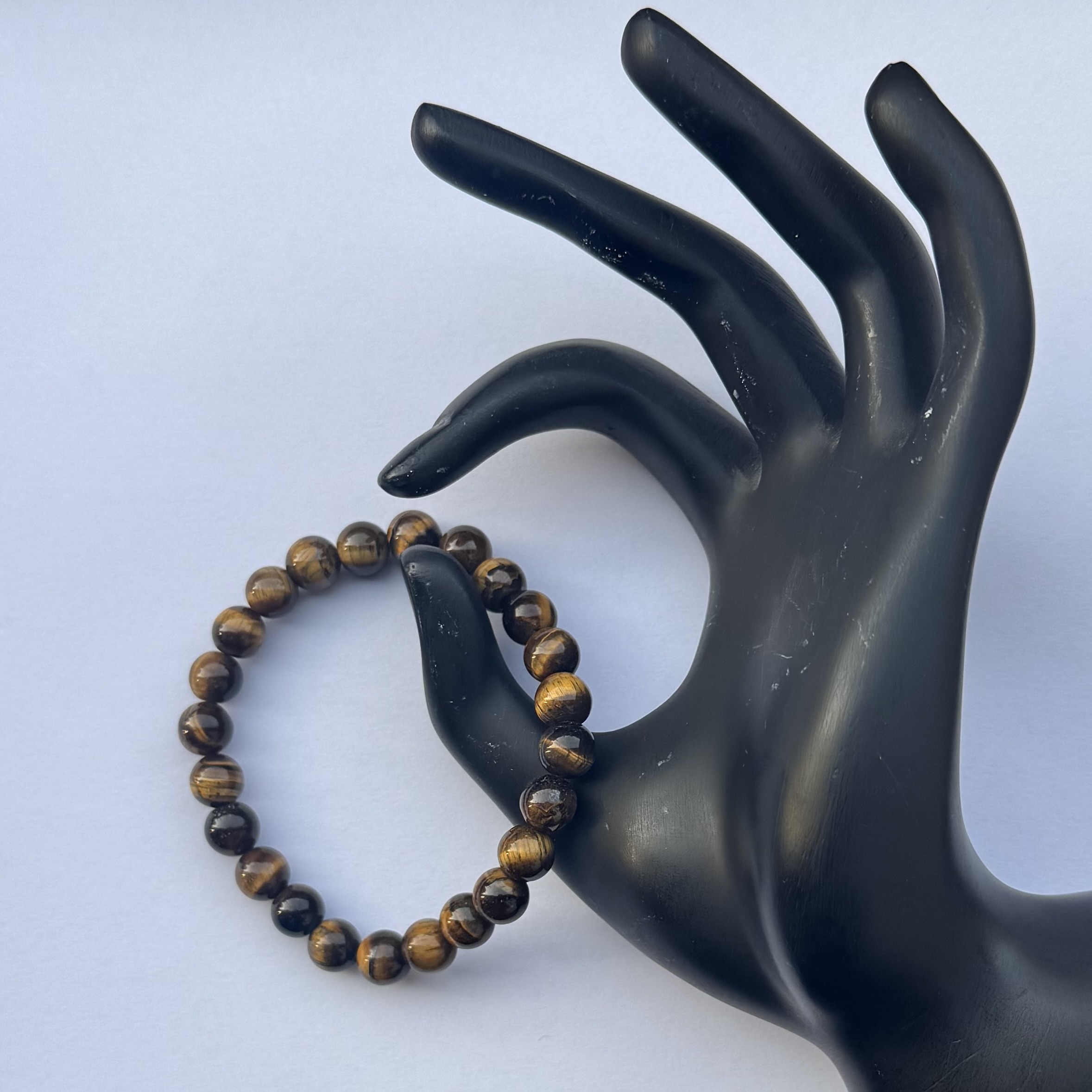 8mm Natural Tiger Eye Smooth Round Beads Bracelet