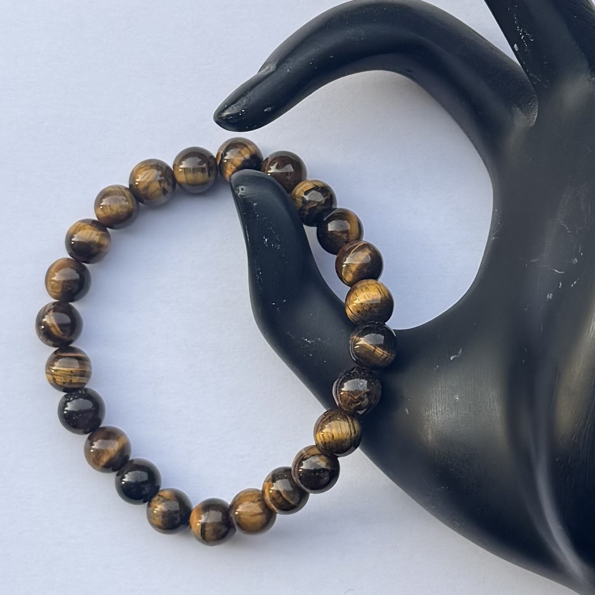 8mm Natural Tiger Eye Smooth Round Beads Bracelet