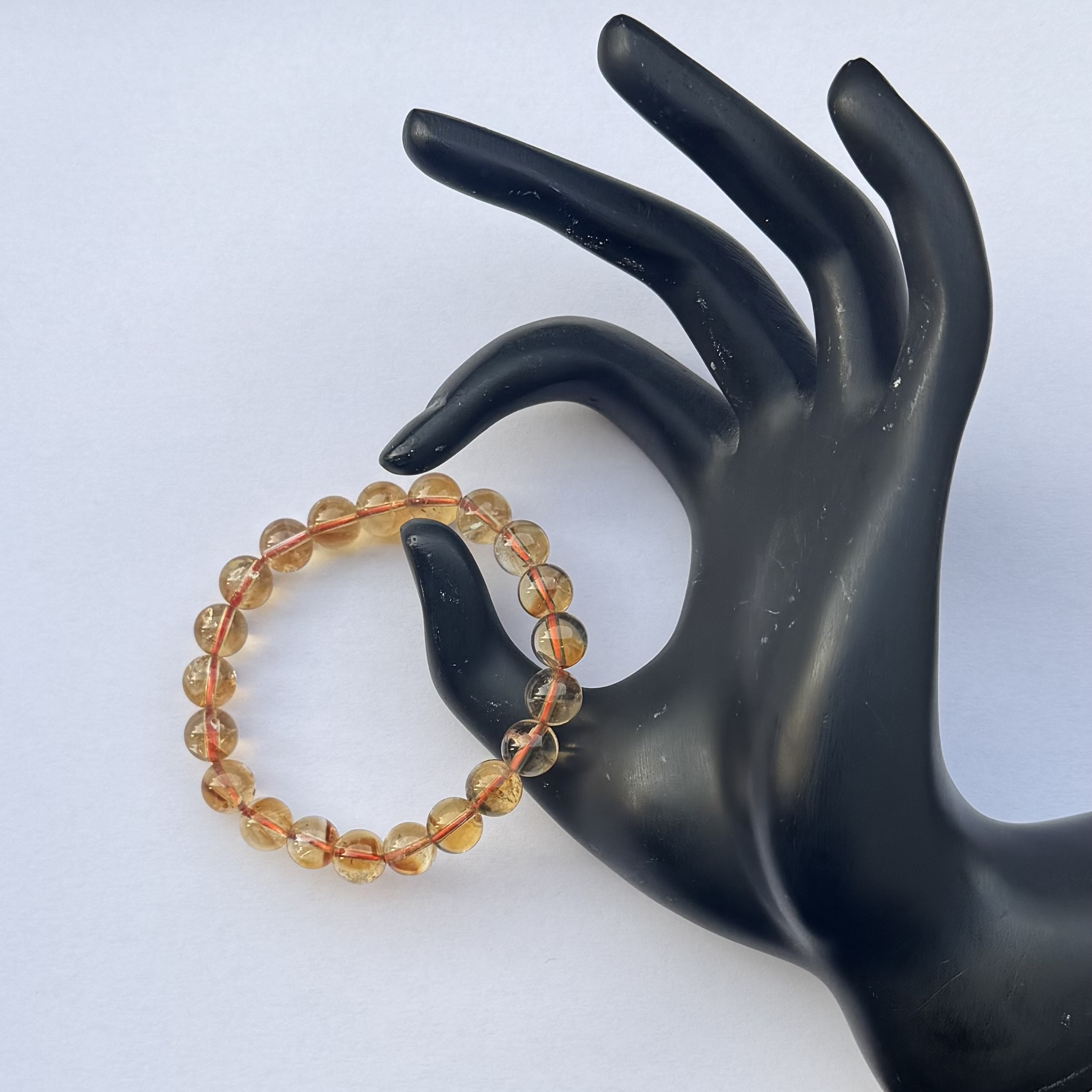 8mm Natural Citrine Smooth Round Beads Bracelet