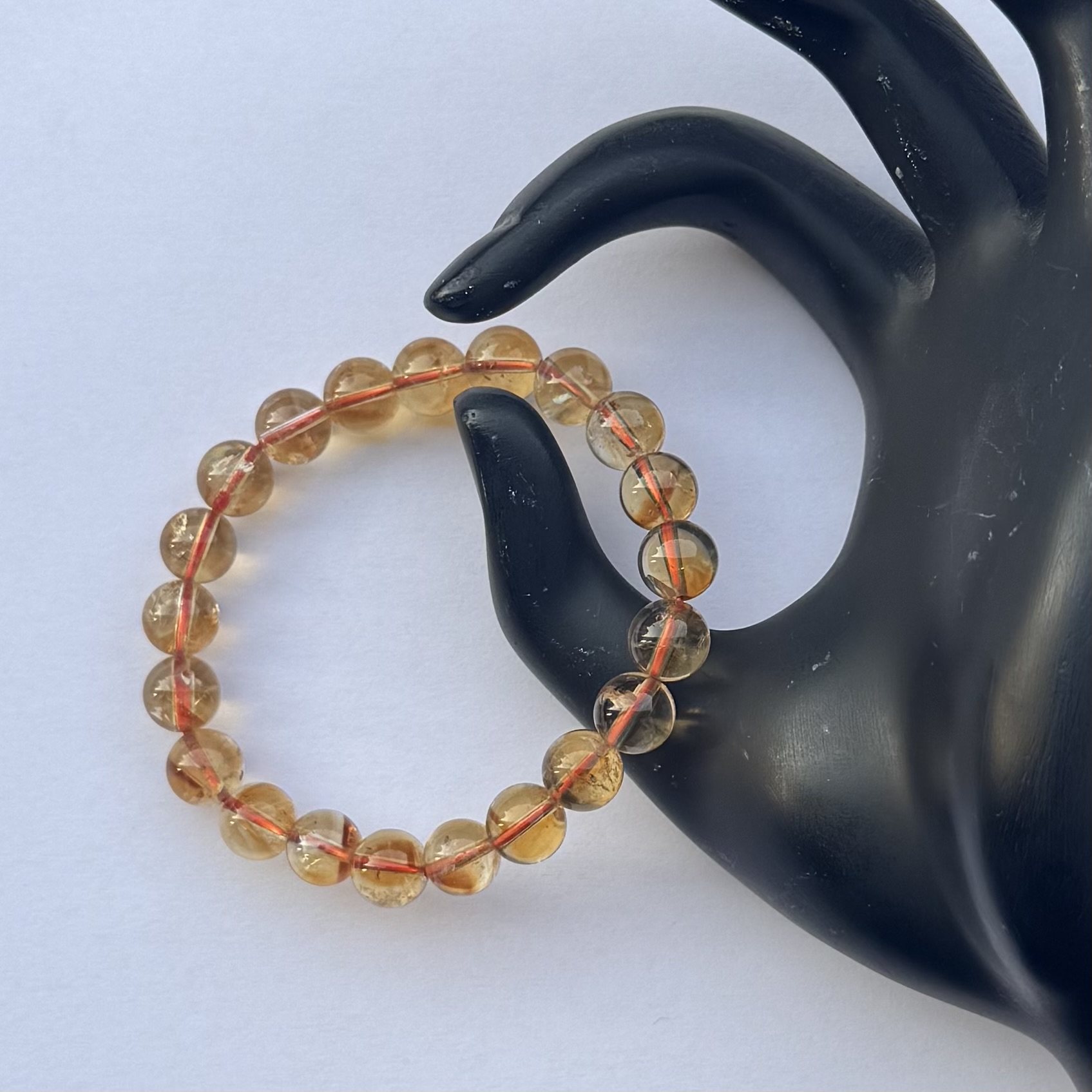 8mm Natural Citrine Smooth Round Beads Bracelet