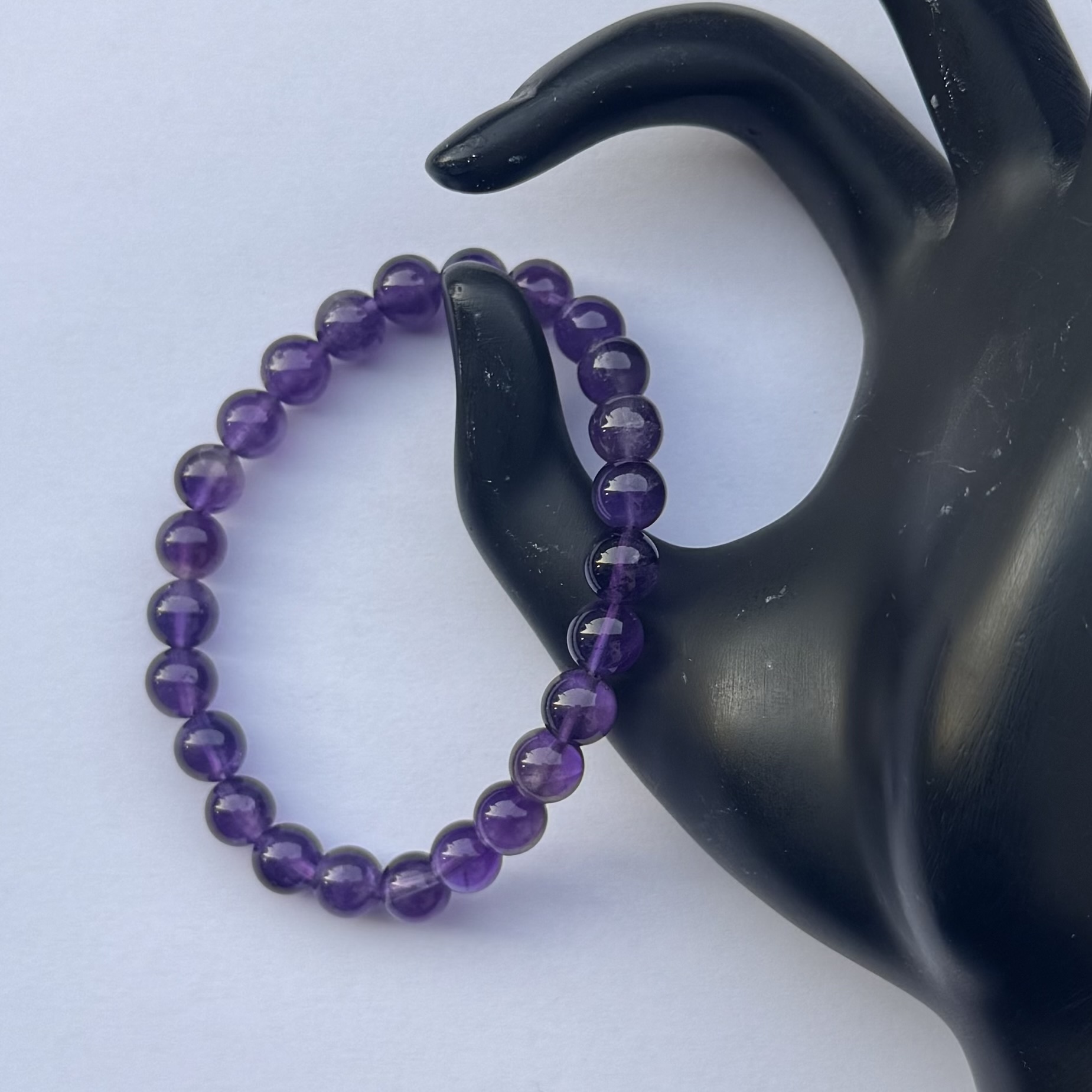 8mm Natural Amethyst Smooth Round Beads Bracelet