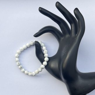 8mm Natural White Howlite Smooth Round Beads Bracelet