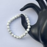 8mm Natural White Howlite Smooth Round Beads Bracelet