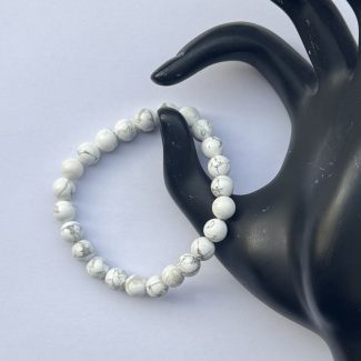 8mm Natural White Howlite Smooth Round Beads Bracelet