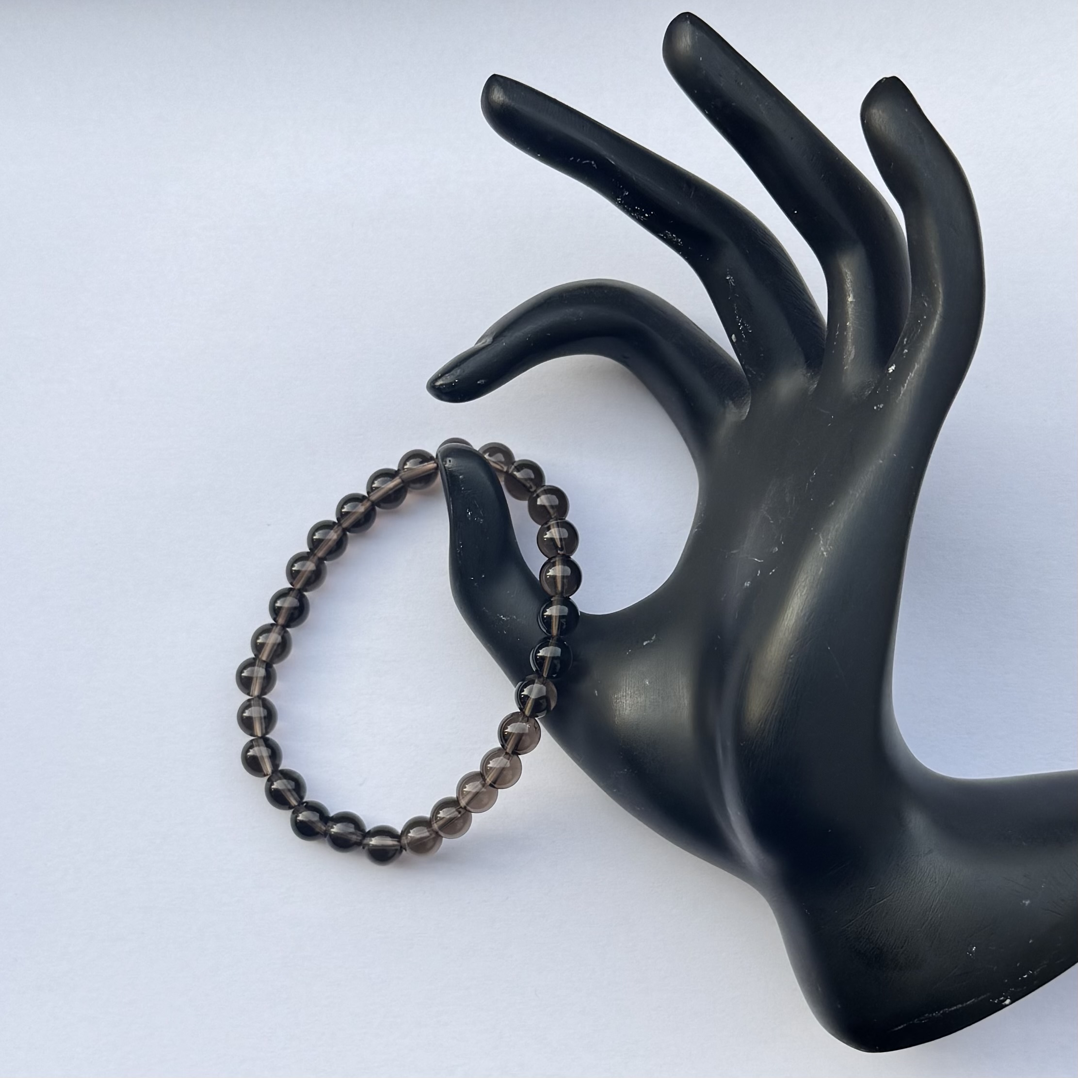 8mm Natural Smoky Quartz Smooth Round Beads Bracelet