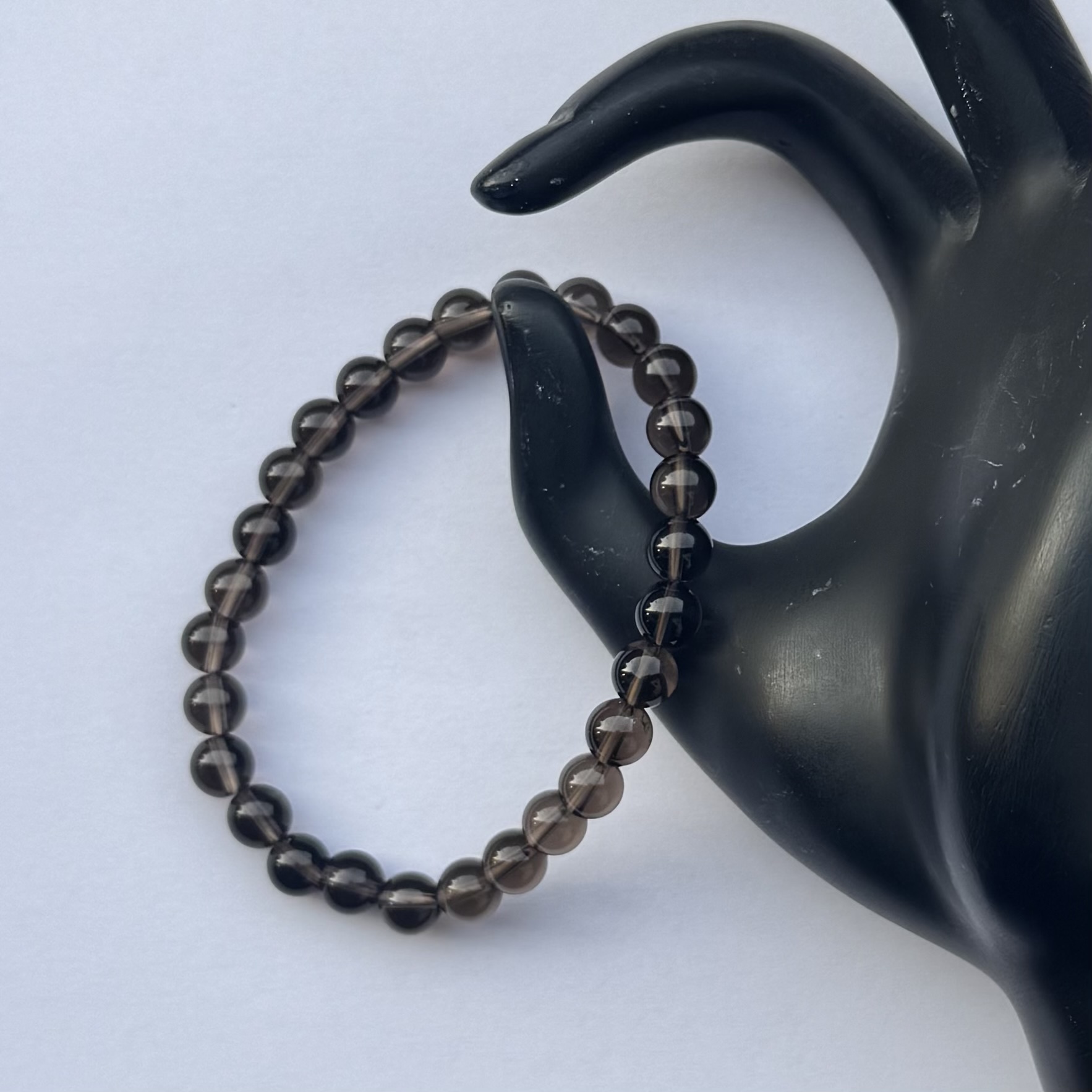 8mm Natural Smoky Quartz Smooth Round Beads Bracelet